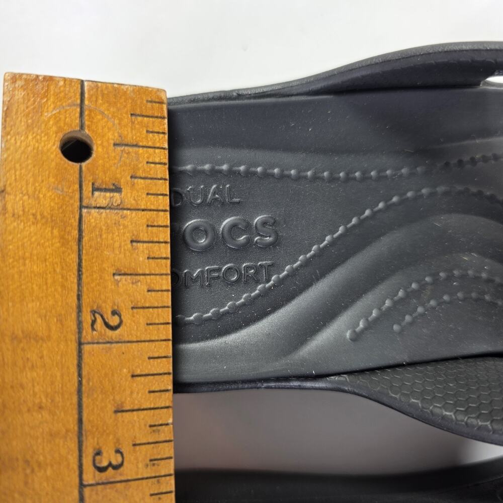 Crocs Sanrah Embellished Wedge Sandals Women's Size 9 Black Comfort Slides - Picture 9 of 11